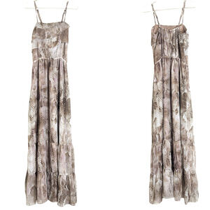 Whimsical Fairycore Maxi Dress Gold Shimmer Asymmetrical Ruffles Women's M